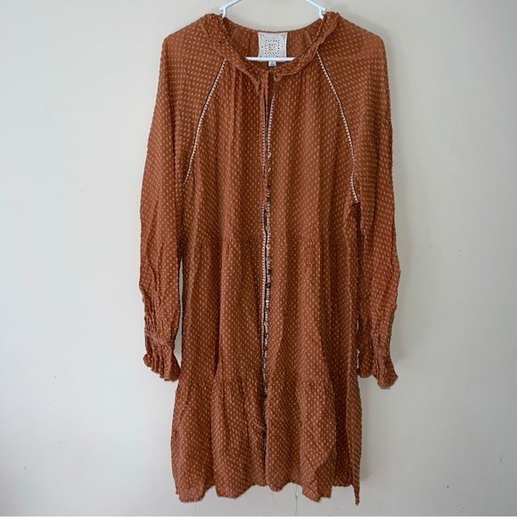 Johnny Was Dresses & Skirts - Johnny Was Orla Dress Orange Tiered Embroidered Ruffle Women’s Size XL